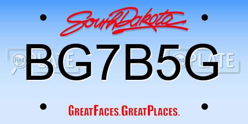 BG7B5G South Dakota License Plate