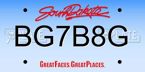 BG7B8G South Dakota License Plate