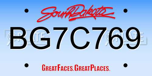 BG7C769 South Dakota License Plate