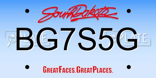 BG7S5G South Dakota License Plate