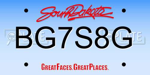 BG7S8G South Dakota License Plate