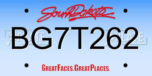 BG7T262 South Dakota License Plate