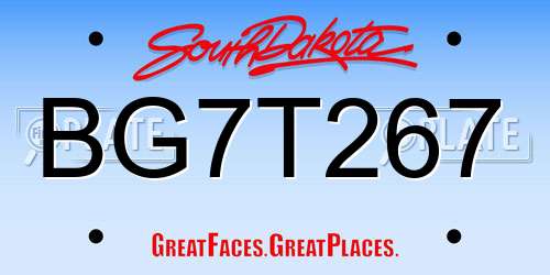 BG7T267 South Dakota License Plate