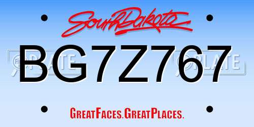 BG7Z767 South Dakota License Plate