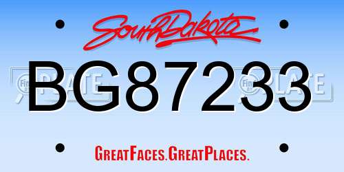 BG87233 South Dakota License Plate