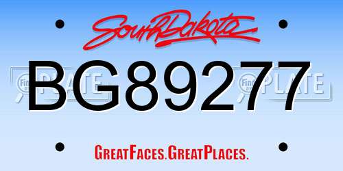 BG89277 South Dakota License Plate