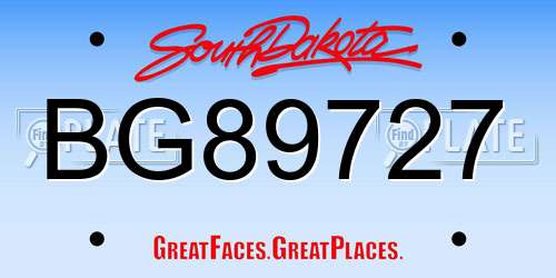 BG89727 South Dakota License Plate