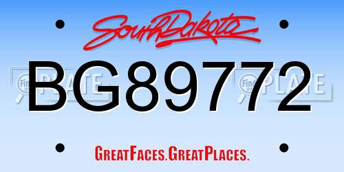 BG89772 South Dakota License Plate