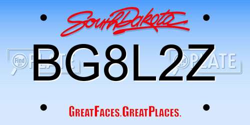BG8L2Z South Dakota License Plate