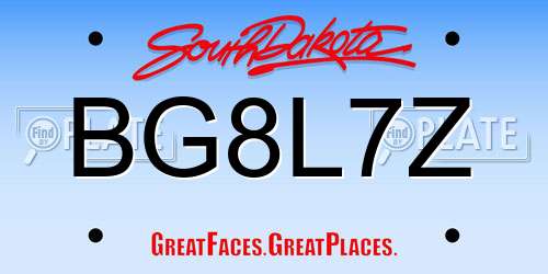 BG8L7Z South Dakota License Plate