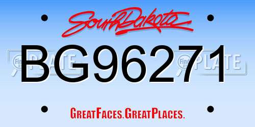 BG96271 South Dakota License Plate