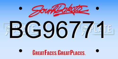 BG96771 South Dakota License Plate