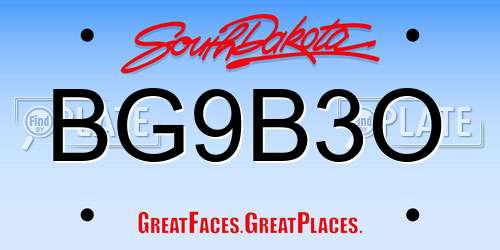 BG9B3O South Dakota License Plate