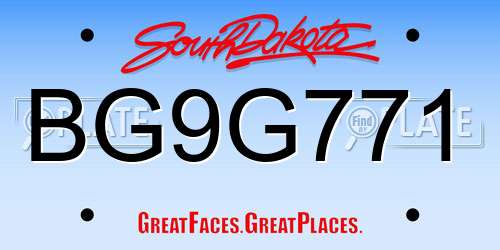 BG9G771 South Dakota License Plate