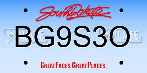 BG9S3O South Dakota License Plate
