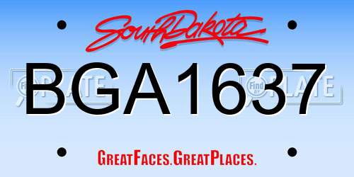 BGA1637 South Dakota License Plate