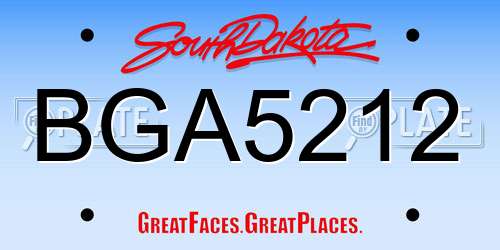 BGA5212 South Dakota License Plate