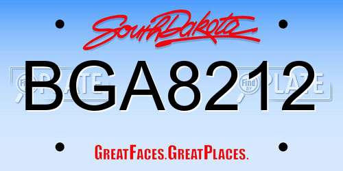 BGA8212 South Dakota License Plate