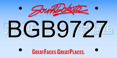 BGB9727 South Dakota License Plate
