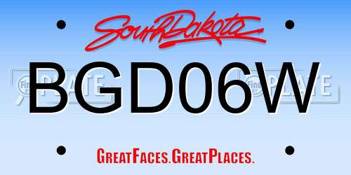 BGD06W South Dakota License Plate