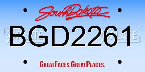BGD2261 South Dakota License Plate