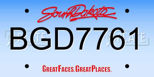 BGD7761 South Dakota License Plate