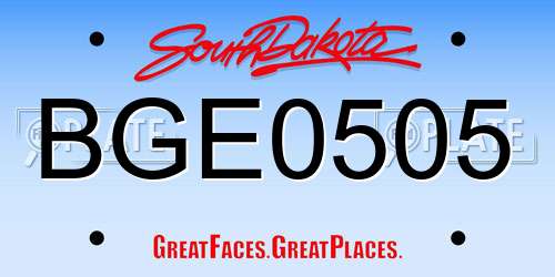 BGE0505 South Dakota License Plate