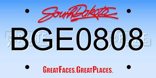 BGE0808 South Dakota License Plate