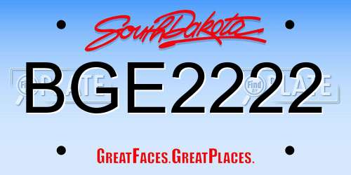 BGE2222 South Dakota License Plate