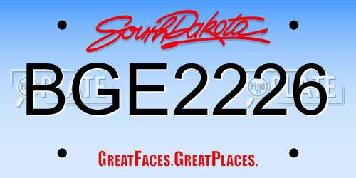 BGE2226 South Dakota License Plate