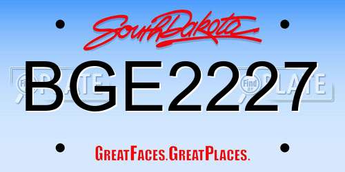 BGE2227 South Dakota License Plate