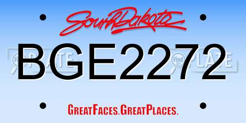 BGE2272 South Dakota License Plate