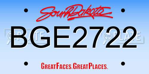 BGE2722 South Dakota License Plate