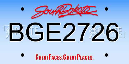 BGE2726 South Dakota License Plate