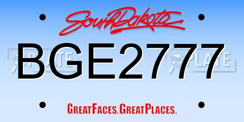 BGE2777 South Dakota License Plate