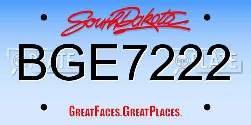 BGE7222 South Dakota License Plate