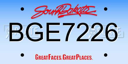 BGE7226 South Dakota License Plate