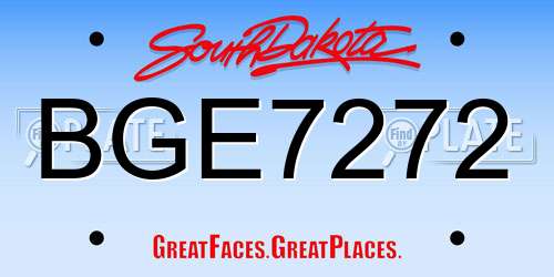BGE7272 South Dakota License Plate