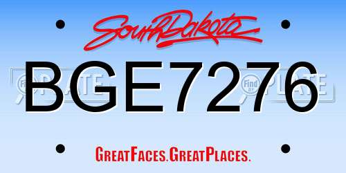 BGE7276 South Dakota License Plate