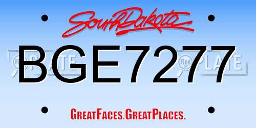 BGE7277 South Dakota License Plate
