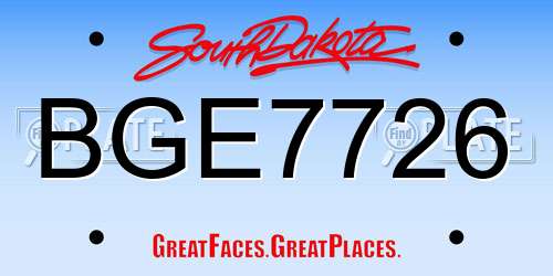 BGE7726 South Dakota License Plate