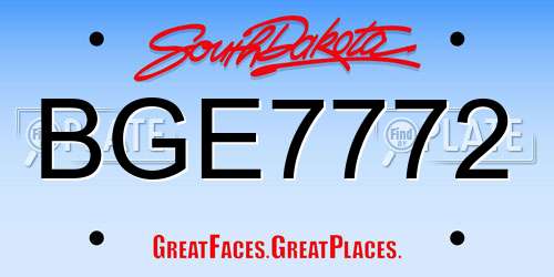 BGE7772 South Dakota License Plate