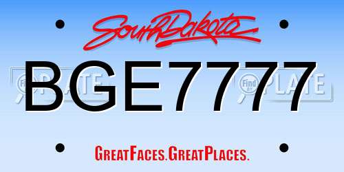 BGE7777 South Dakota License Plate