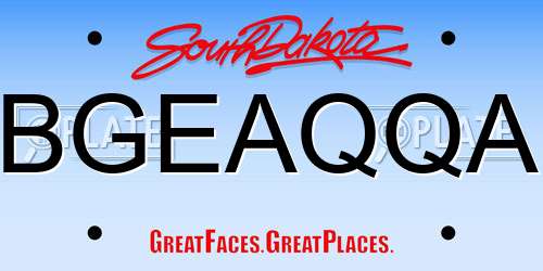 BGEAQQA South Dakota License Plate