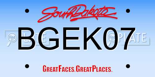 BGEK07 South Dakota License Plate