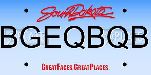 BGEQBQB South Dakota License Plate