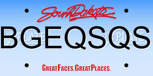 BGEQSQS South Dakota License Plate