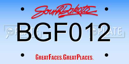BGF012 South Dakota License Plate