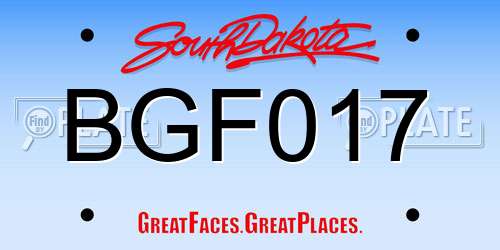 BGF017 South Dakota License Plate