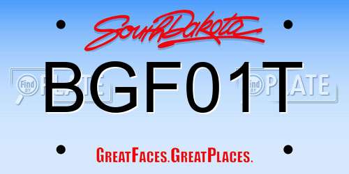 BGF01T South Dakota License Plate